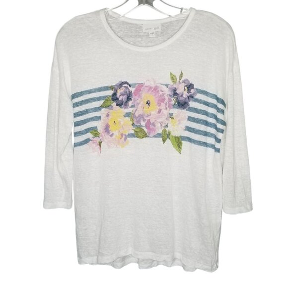 J. Jill Tops - J Jill Love Linen Size S Shirt Lightweight Knit Pullover Floral 3/4 Sleeves